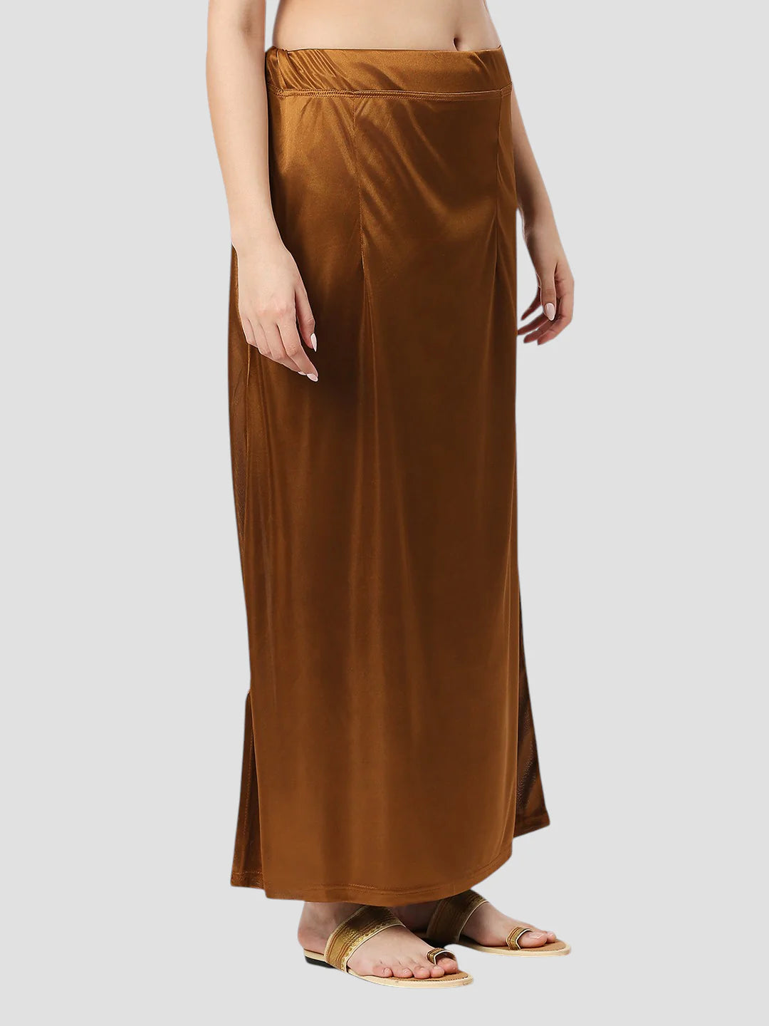 Copper Brown Satin Zip and Drawstring Petticoat