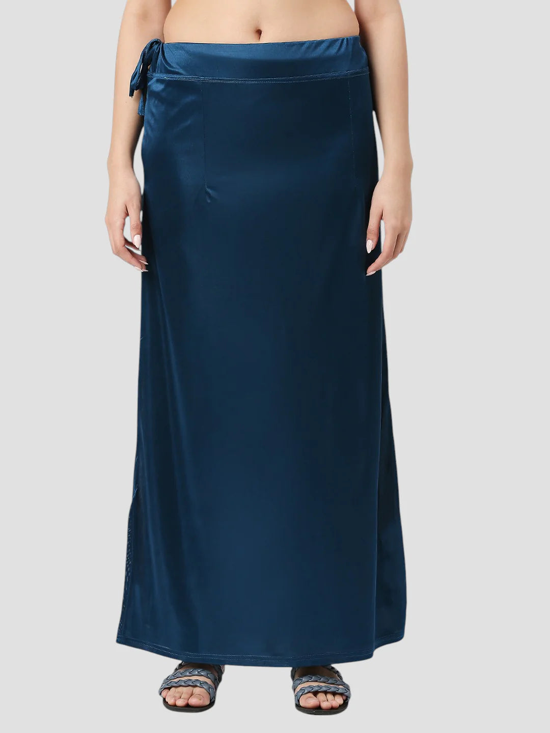 Prussian Blue Satin Zip and Drawstring Petticoat