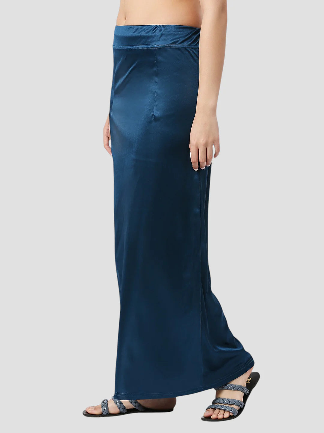 Prussian Blue Satin Zip and Drawstring Petticoat