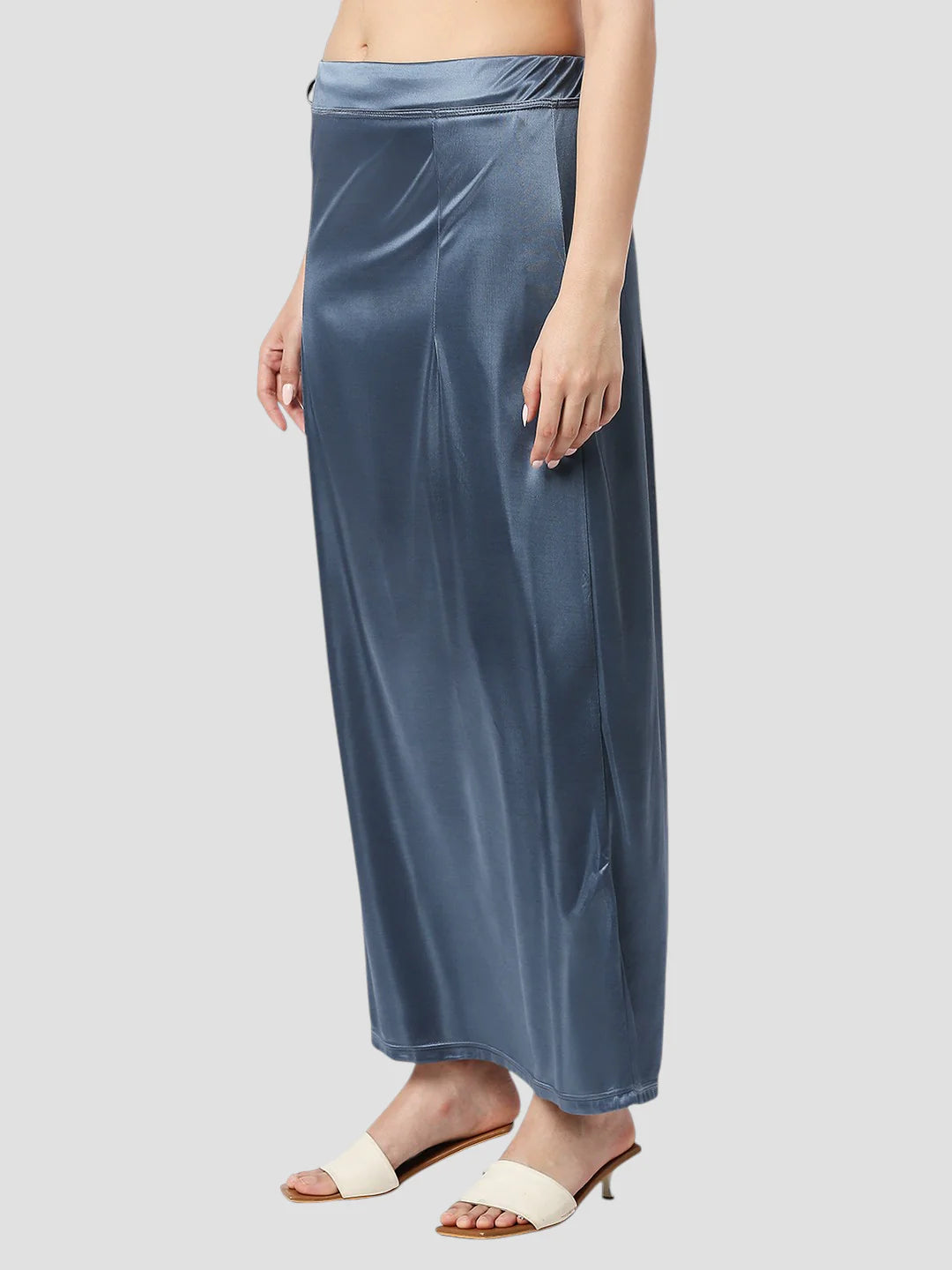 Grey Satin Zip and Drawstring Petticoat