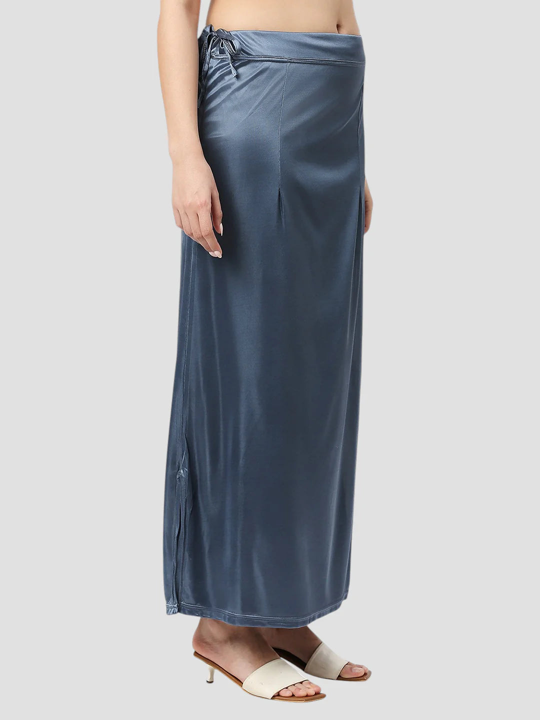 Grey Satin Zip and Drawstring Petticoat