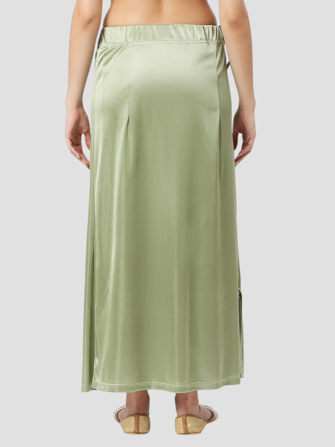 Olive Green Satin Zip and Drawstring Petticoat