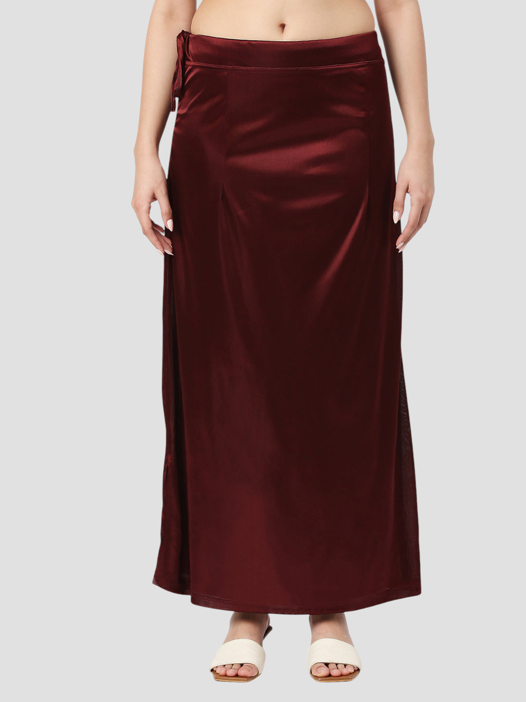 Burgundy Satin Zip and Drawstring Petticoat