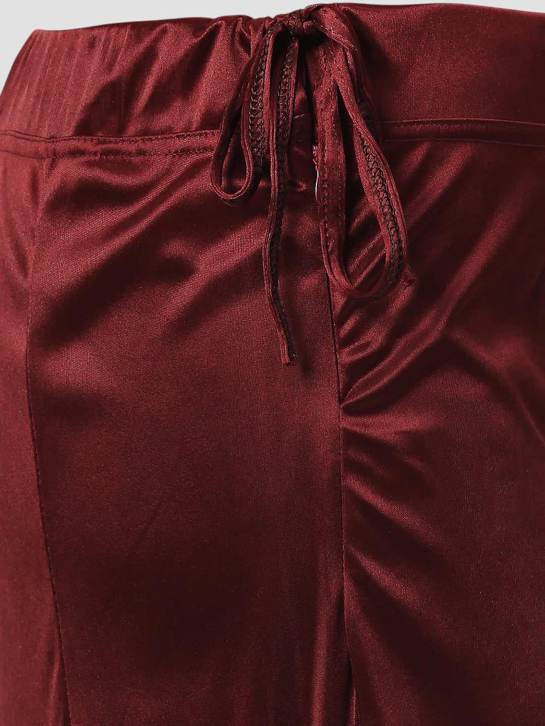 Burgundy Satin Zip and Drawstring Petticoat