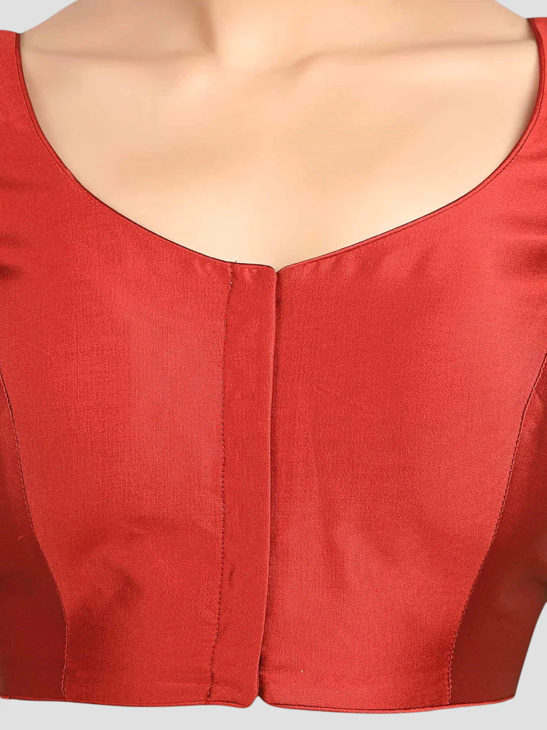 Round Neck Half Sleeves Maroon Silk Readymade Blouse