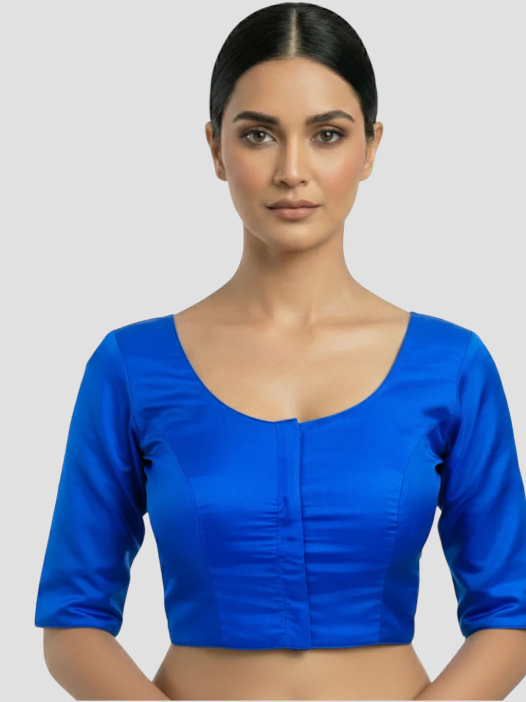 Royal Bule Silk Round Neck Half Sleeves Readymade Blouse
