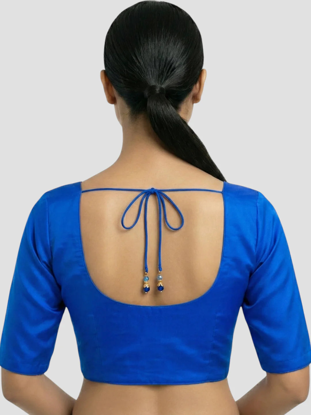 Royal Bule Silk Round Neck Half Sleeves Readymade Blouse