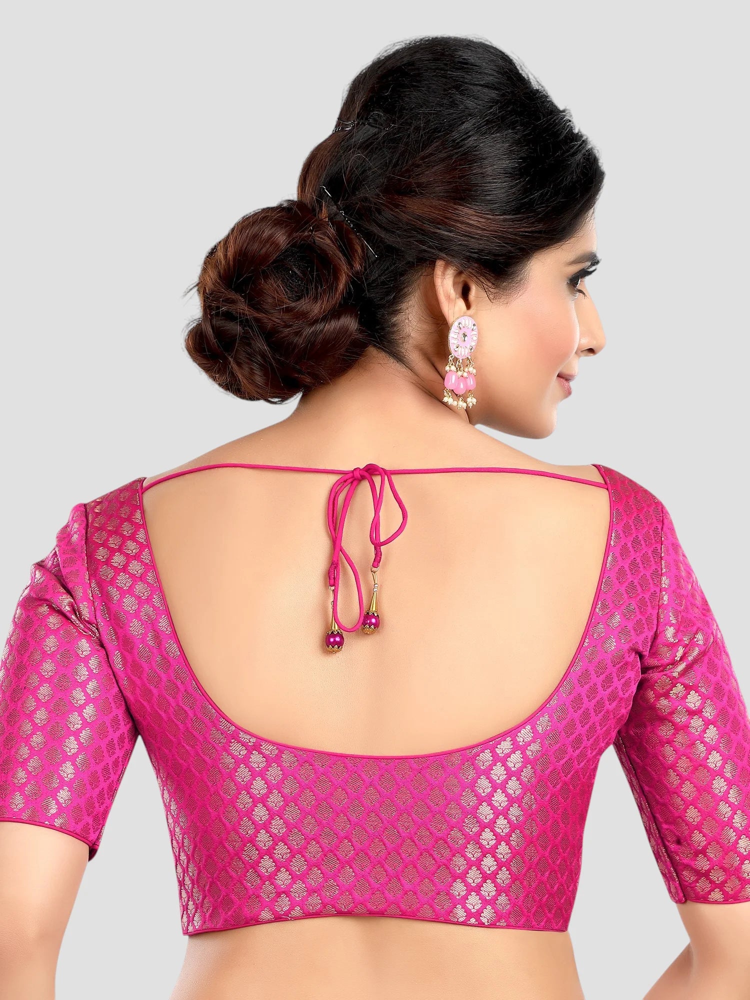 Rani Brocade Round Neck Half Sleeves Readymade Blouse