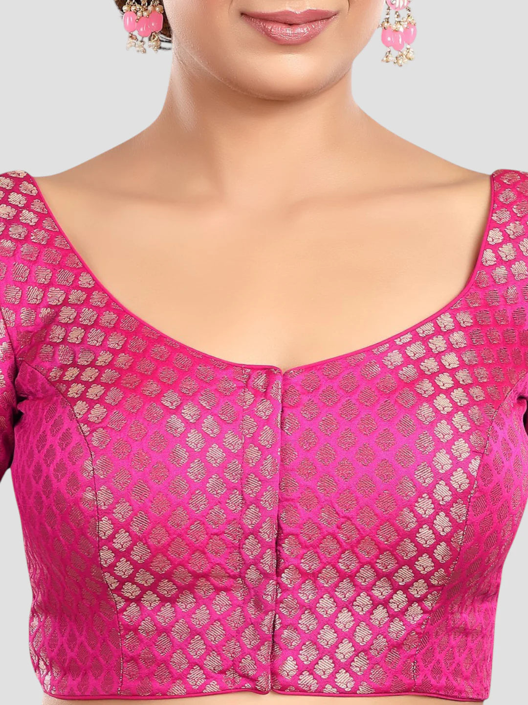 Rani Brocade Round Neck Half Sleeves Readymade Blouse