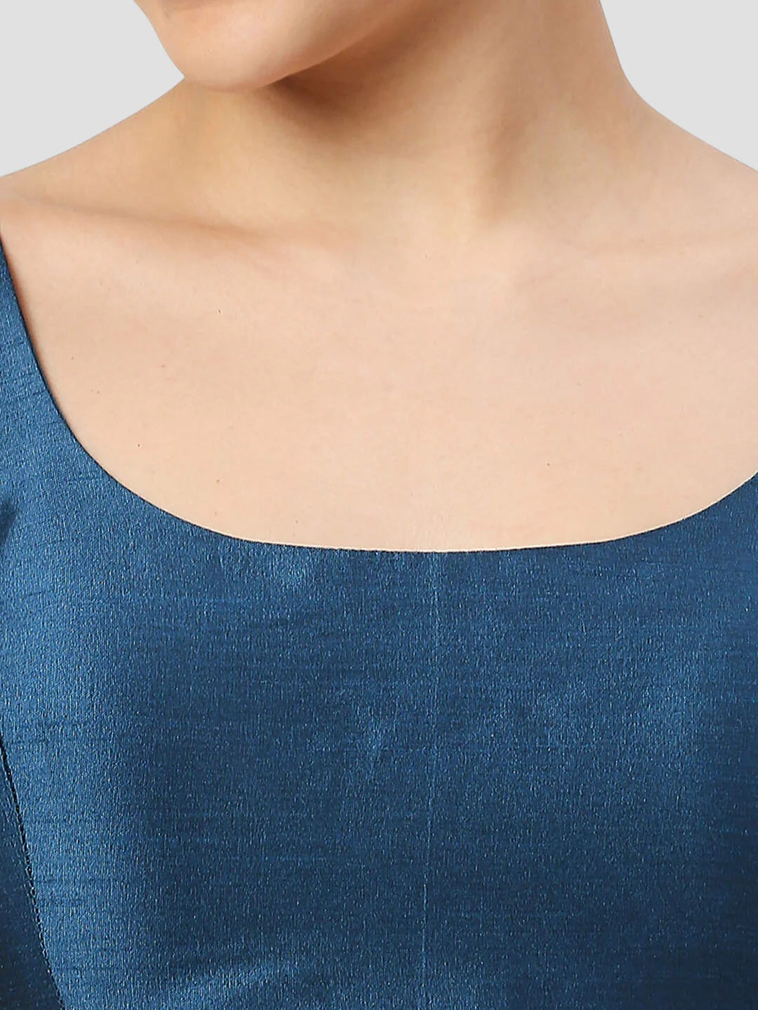 Firozi Silk Round Neck Sleeveless Readymade Blouse