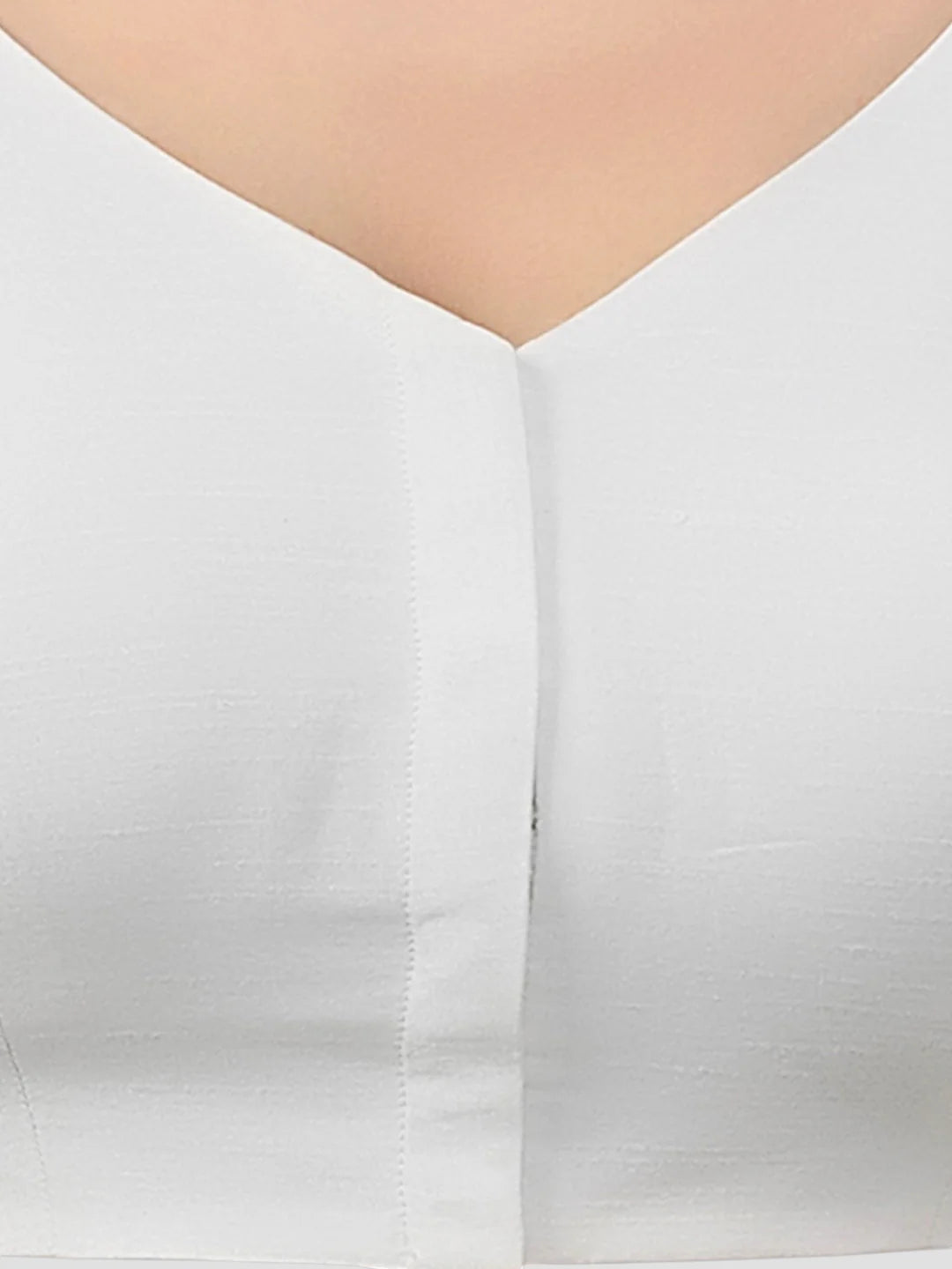 White Silk V Neck Sleeveless Readymade Blouse