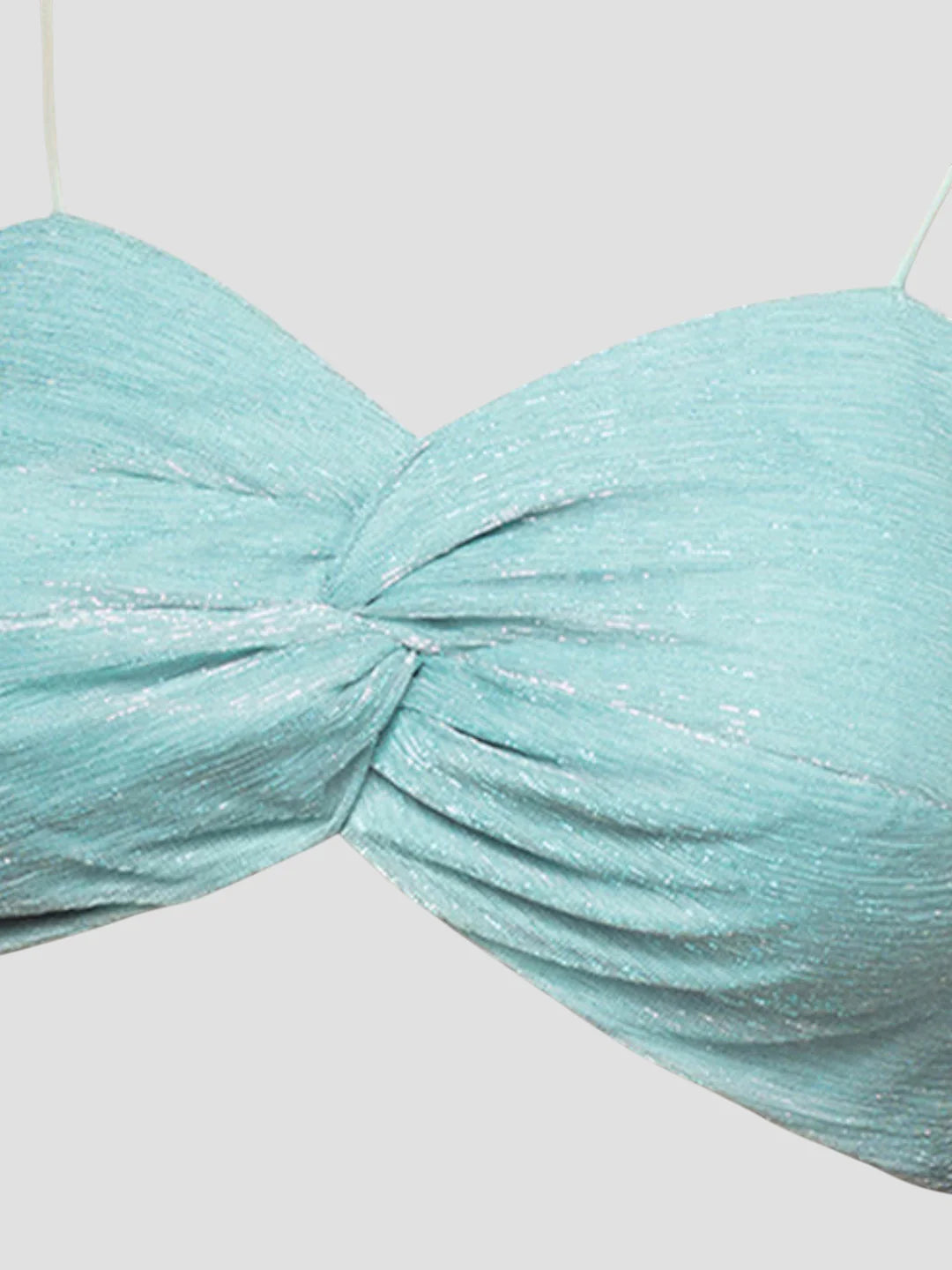 Sky Blue Crush Tissue Deep Neck Sleeveless Readymade Blouse