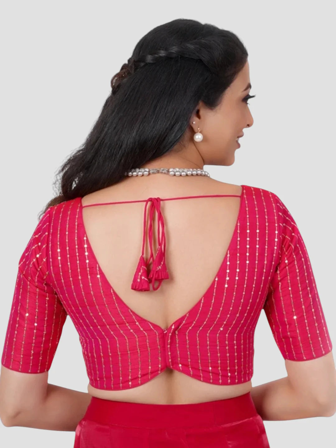 Rani Silk V Neck Half Sleeves Readymade Blouse