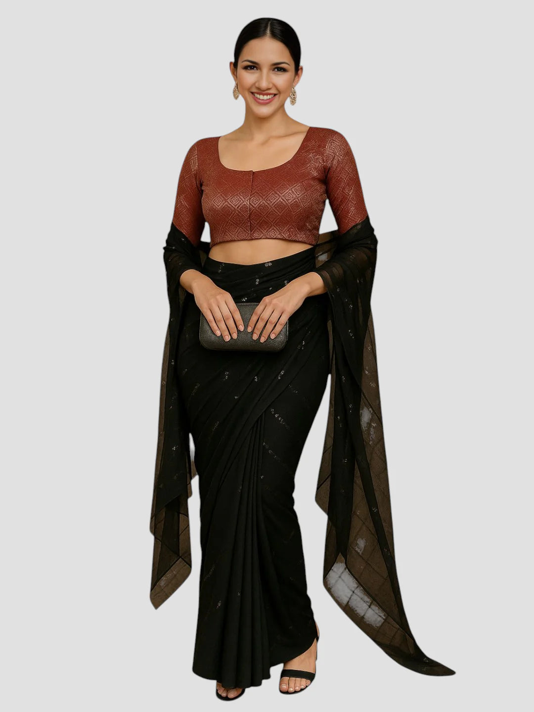 Maroon Brocade Padded Readymade Saree Blouse