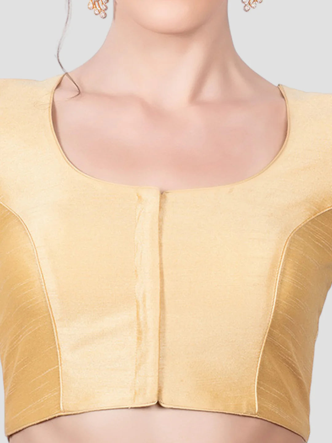 Gold Silk U Neck Half Sleeves Readymade Blouse