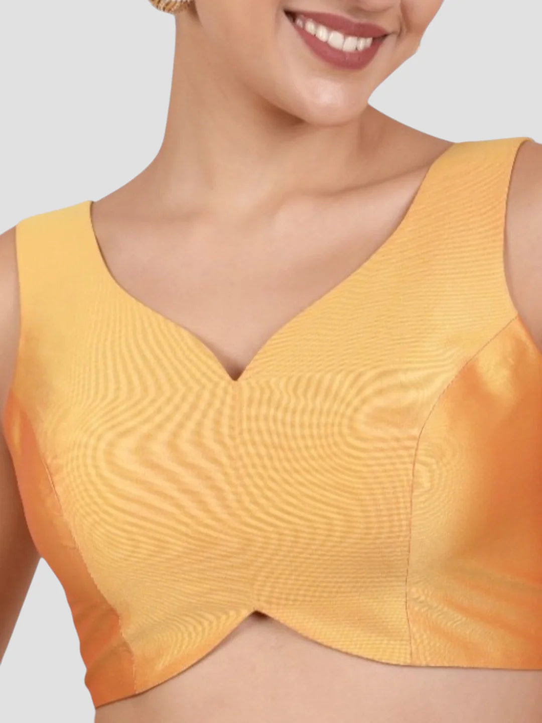 Mustard Banglori Silk Sleeveless Readymade Saree Blouse