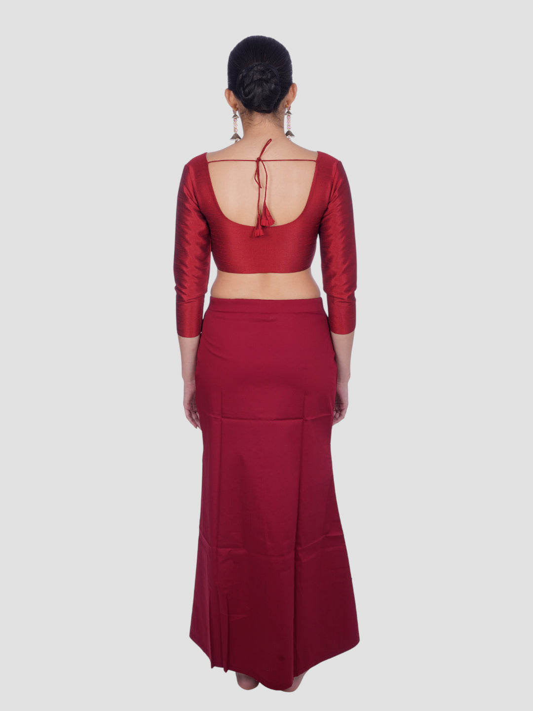 Maroon Cotton Stretchable Spandex Drawstring Saree Shapewear