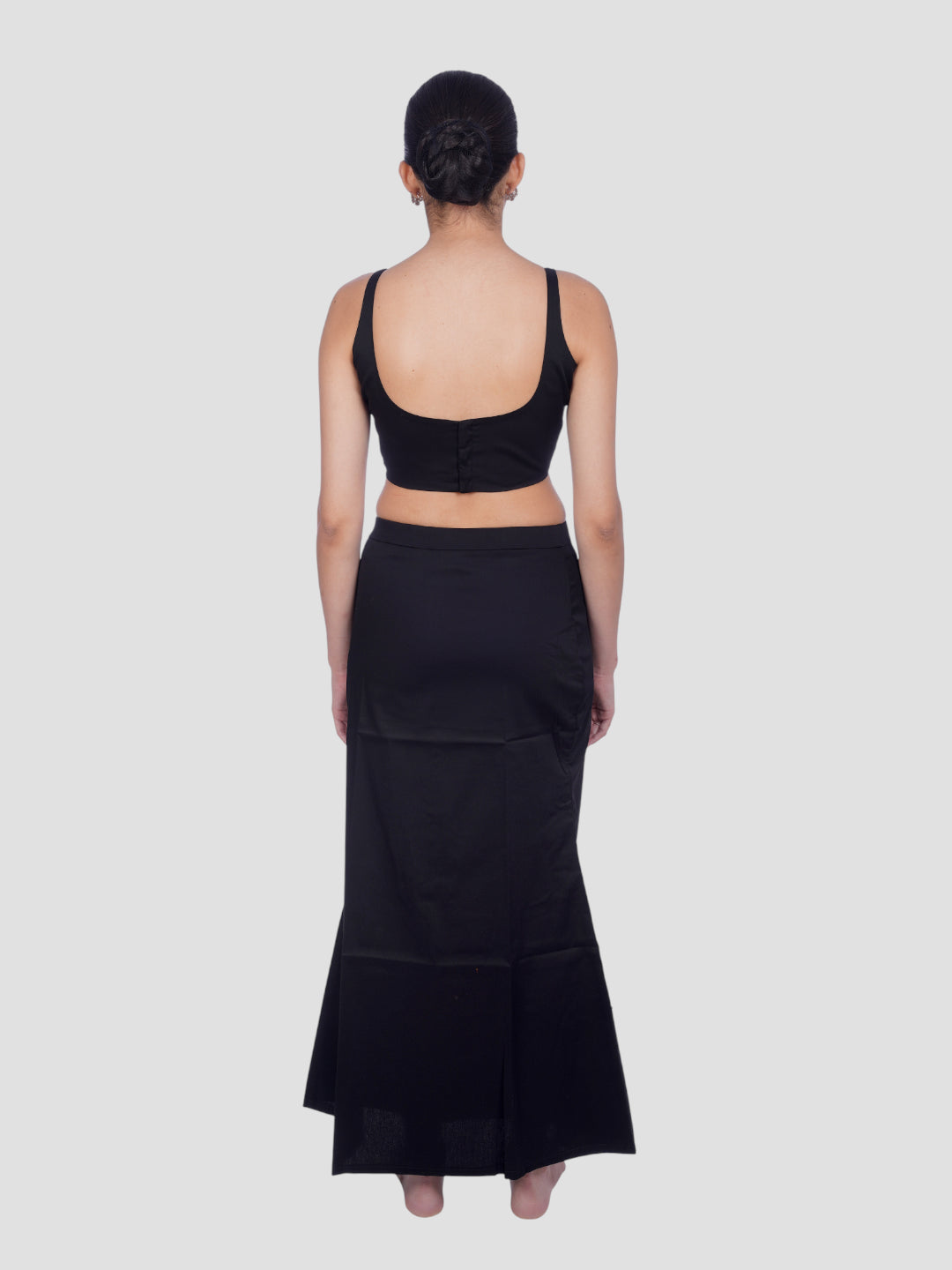 Black Cotton Stretchable Spandex Drawstring Saree Shapewear