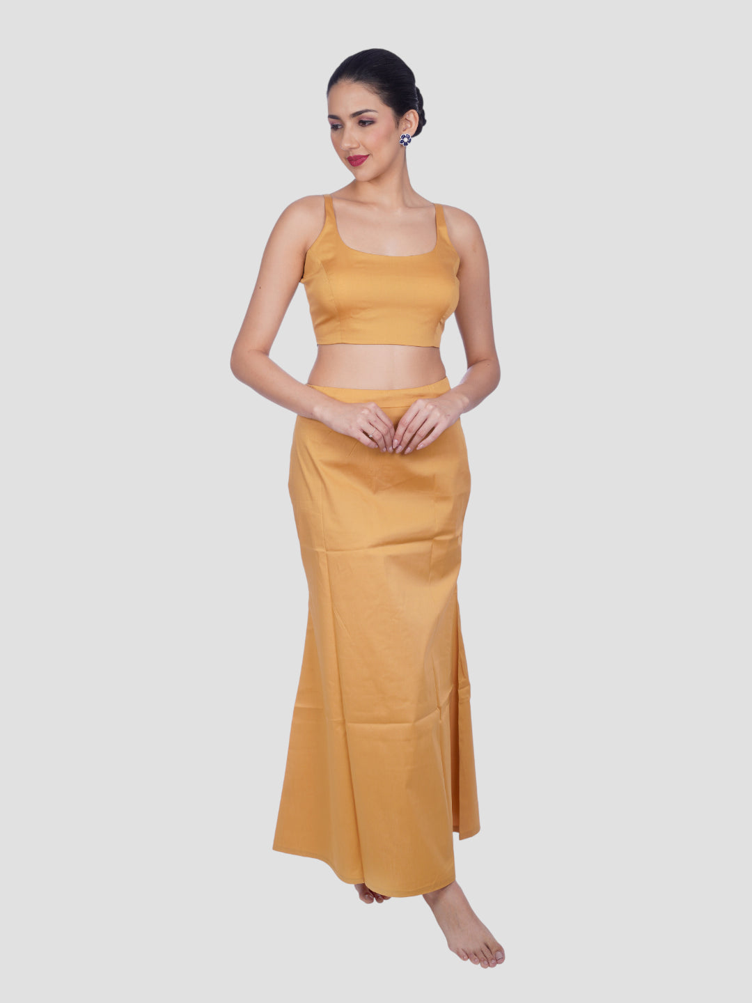 Gold Cotton Stretchable Spandex Drawstring Saree Shapewear