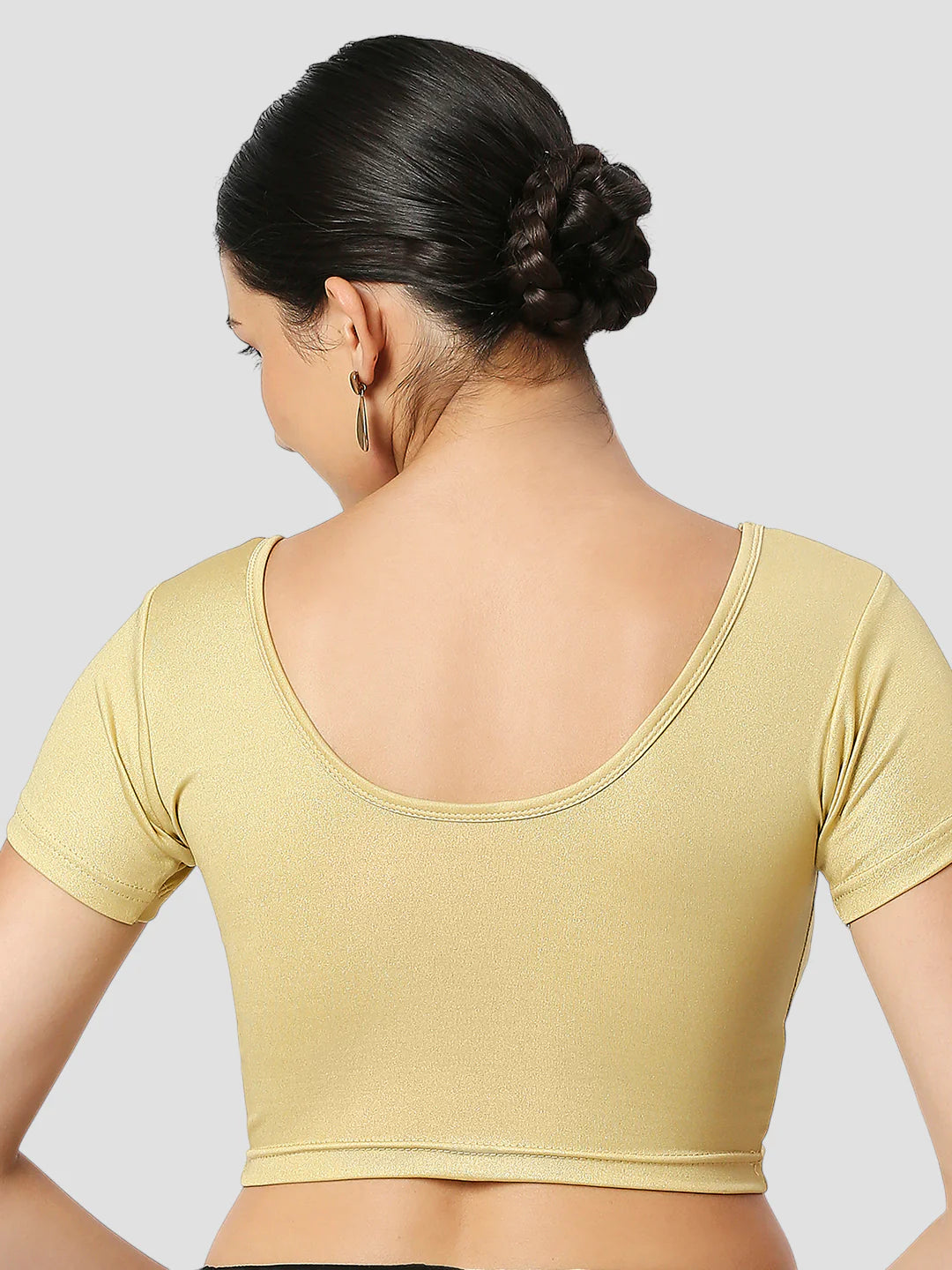 Gold All-Time Bestseller Lycra Round Neck Short Sleeves Readymade Blouse