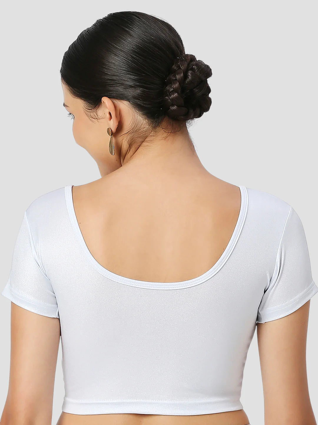 Silver All-Time Bestseller Lycra Round Neck Short Sleeves Readymade Blouse