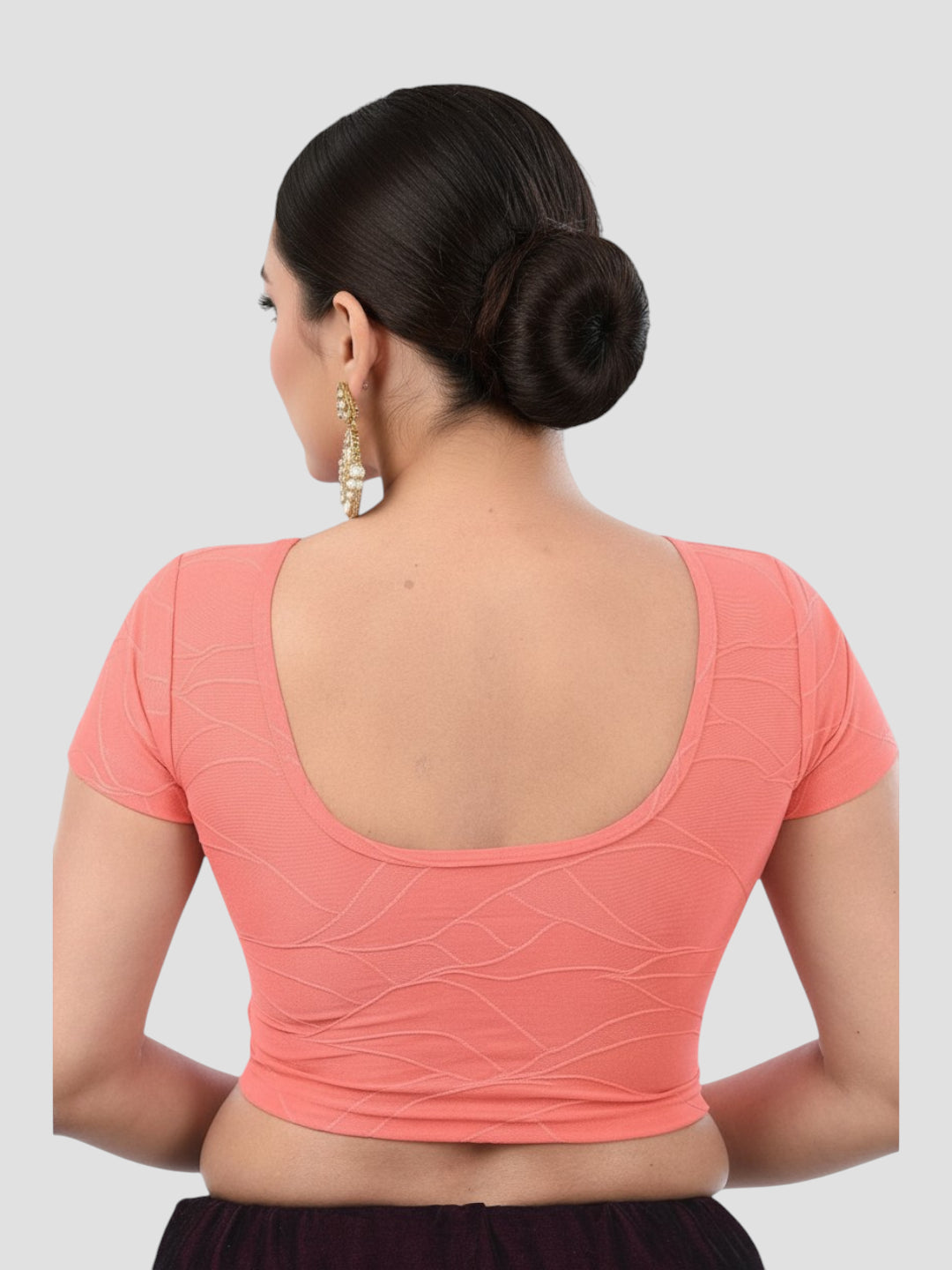 Gajri Elastance Round Neck Short Sleeves Readymade Blouse