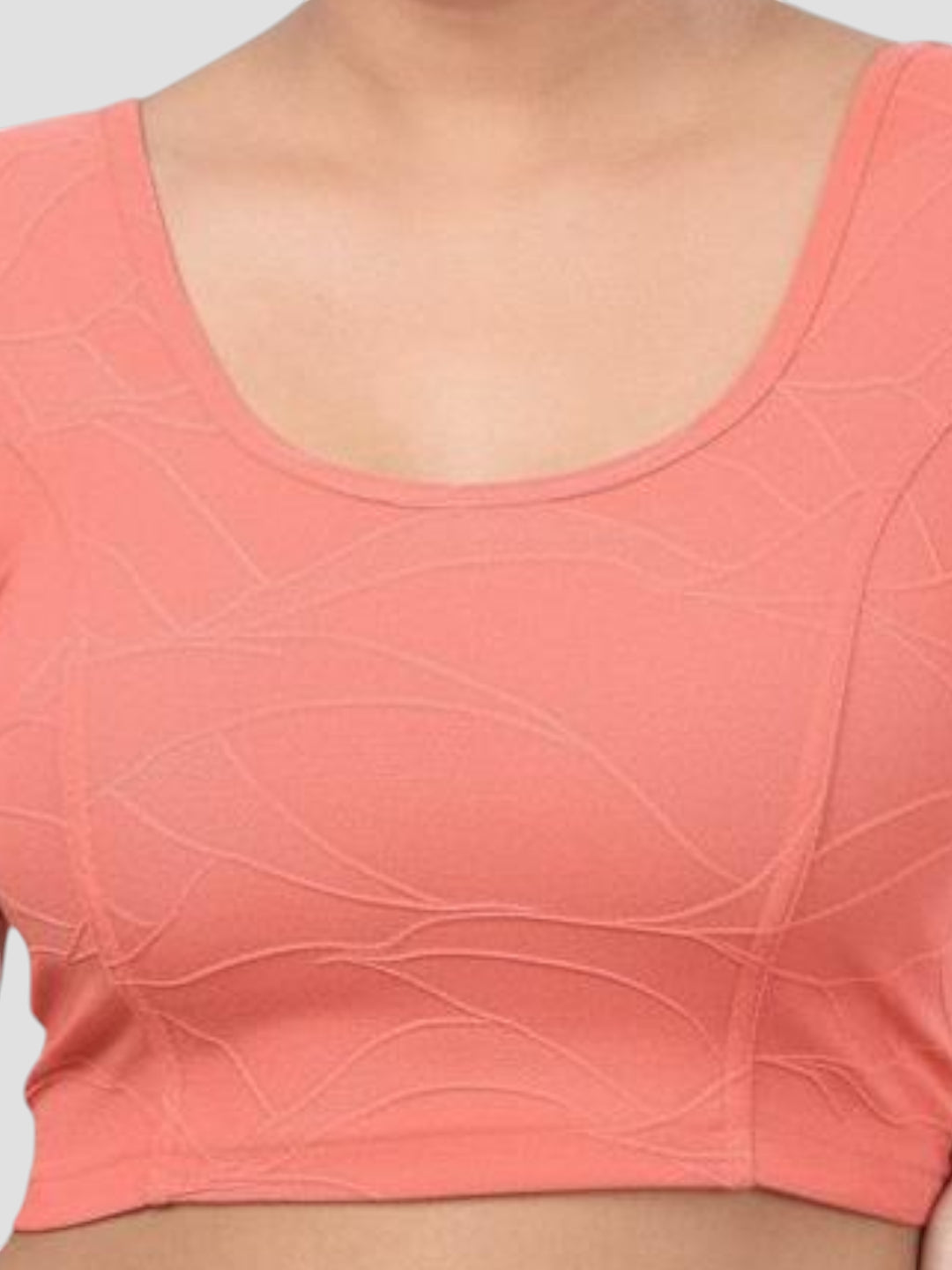 Gajri Elastance Round Neck Short Sleeves Readymade Blouse