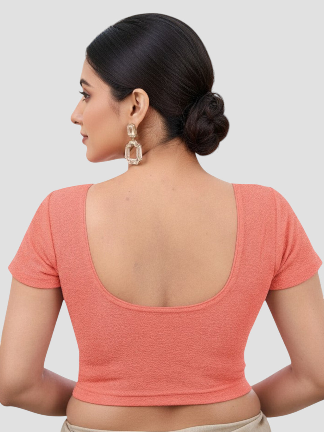 Gajri Lycra Round Neck Short Sleeves Readymade Blouse