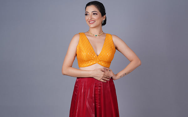 Festive Blouse Looks: From Deep Neck to Sequined Styles with Neckbook