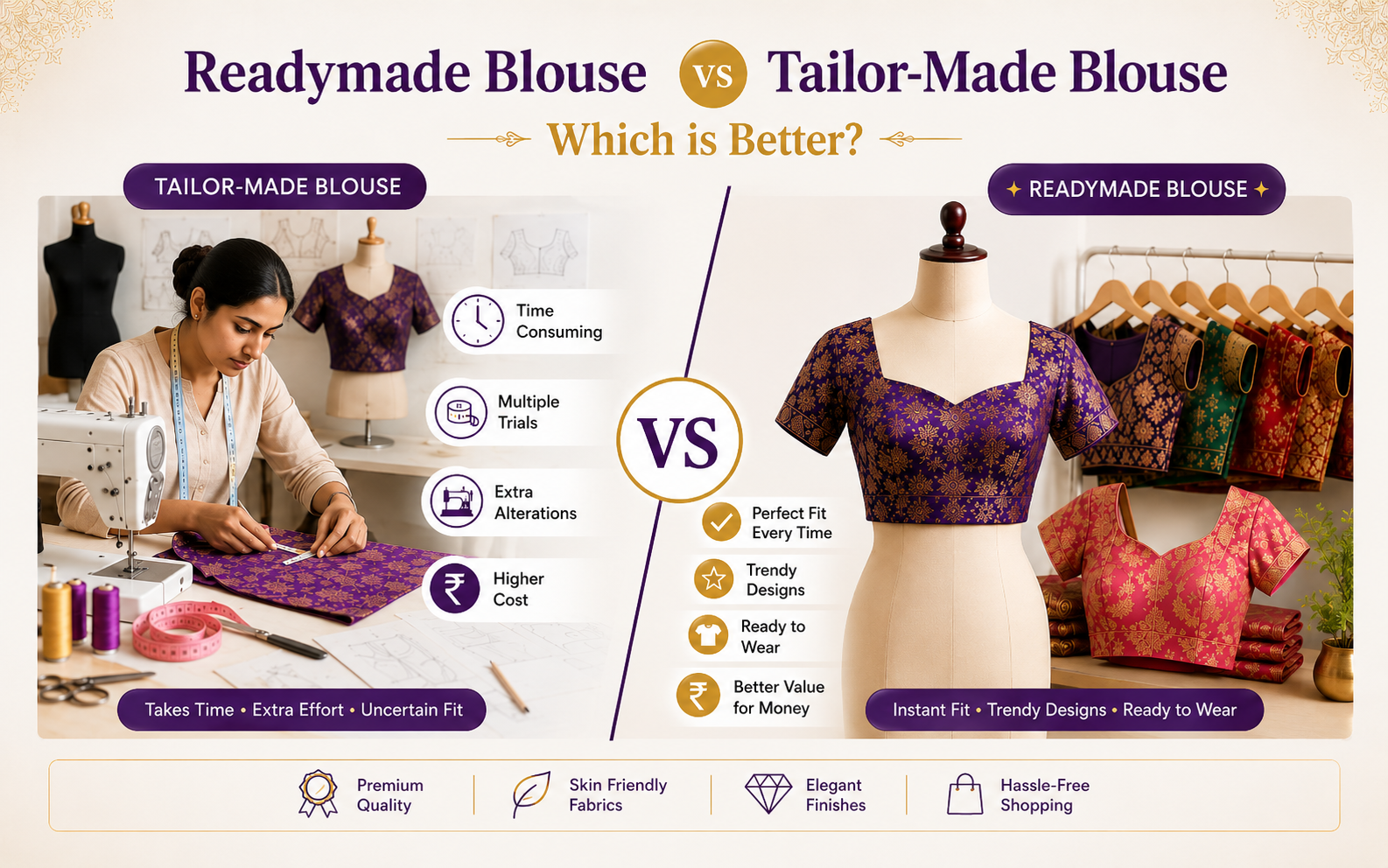 Readymade Blouse vs Tailor-Made Blouse: Which is Better?