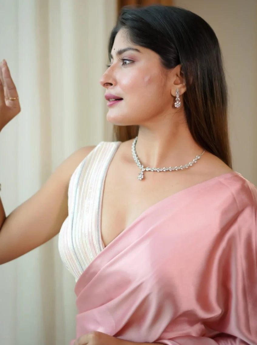 Multicolor Georgette Deep Neck Sleeveless Readymade Blouse