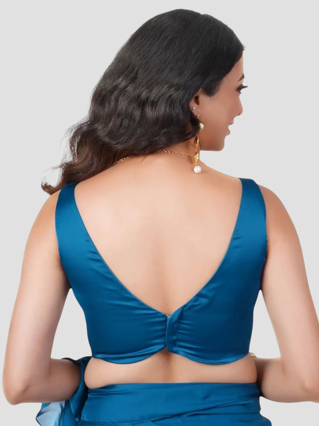 Blue Tissue Fabric Sleeveless Readymade Blouse