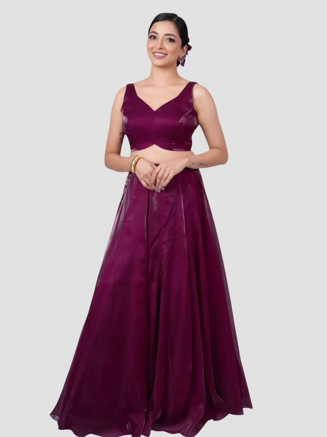 Purple Tissue Fabric Sleeveless Readymade Blouse