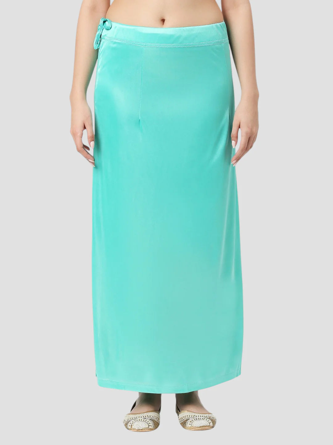 Tiffany Blue Satin Zip and Drawstring Petticoat