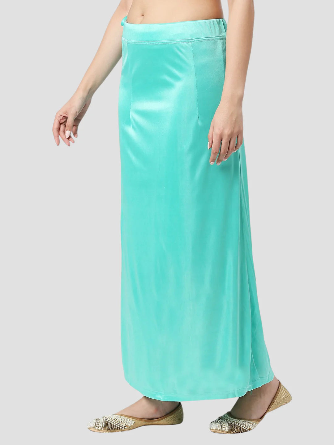 Tiffany Blue Satin Zip and Drawstring Petticoat