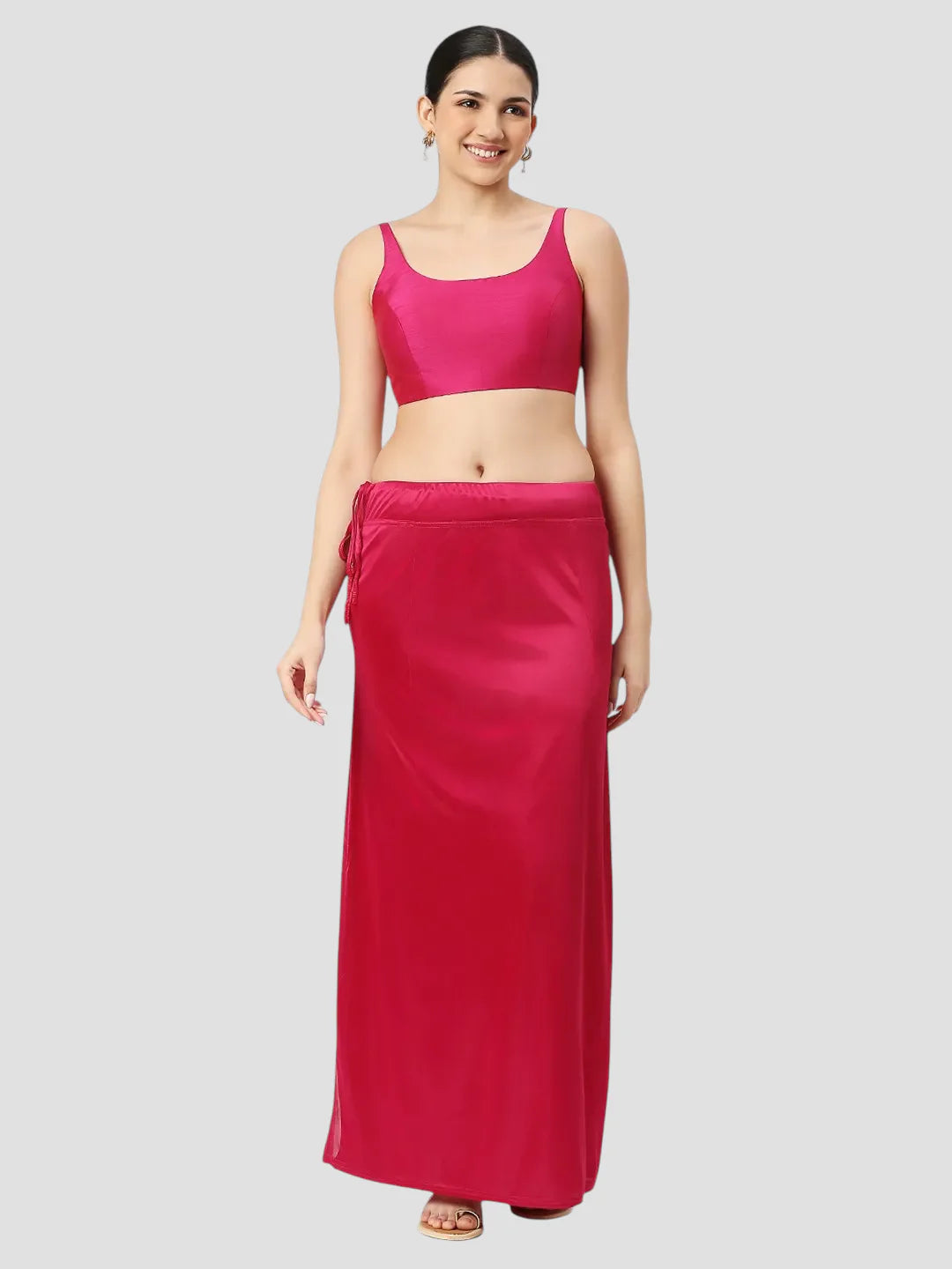 Rani Pink Satin Zip and Drawstring Petticoat