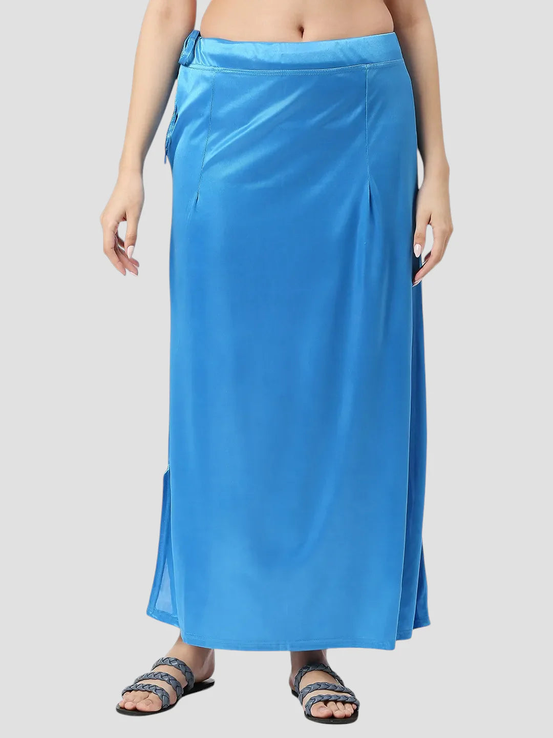 Bondi Blue Satin Zip and Drawstring Petticoat