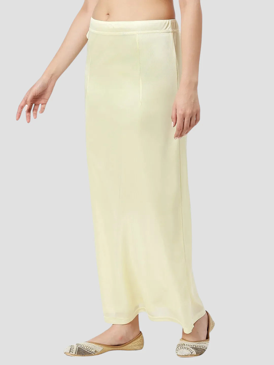 Pale Yellow Satin Zip and Drawstring Petticoat