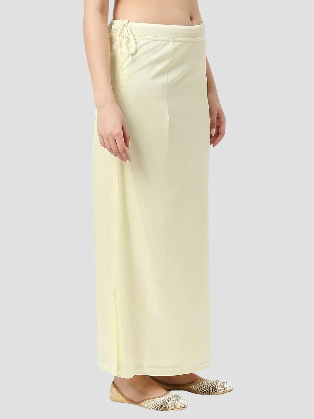 Pale Yellow Satin Zip and Drawstring Petticoat