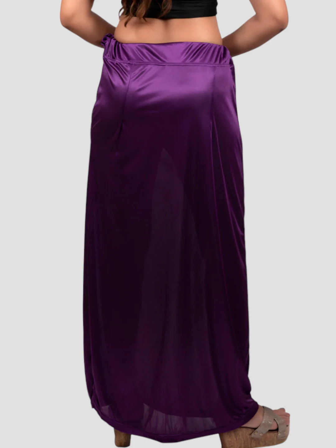 Eggplant Purple Satin Zip and Drawstring Petticoat