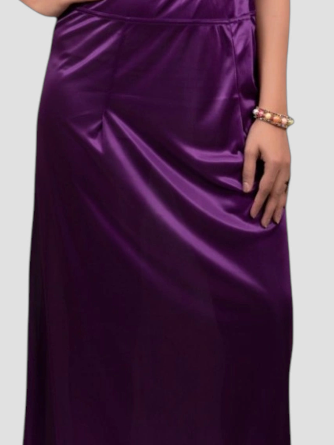 Eggplant Purple Satin Zip and Drawstring Petticoat