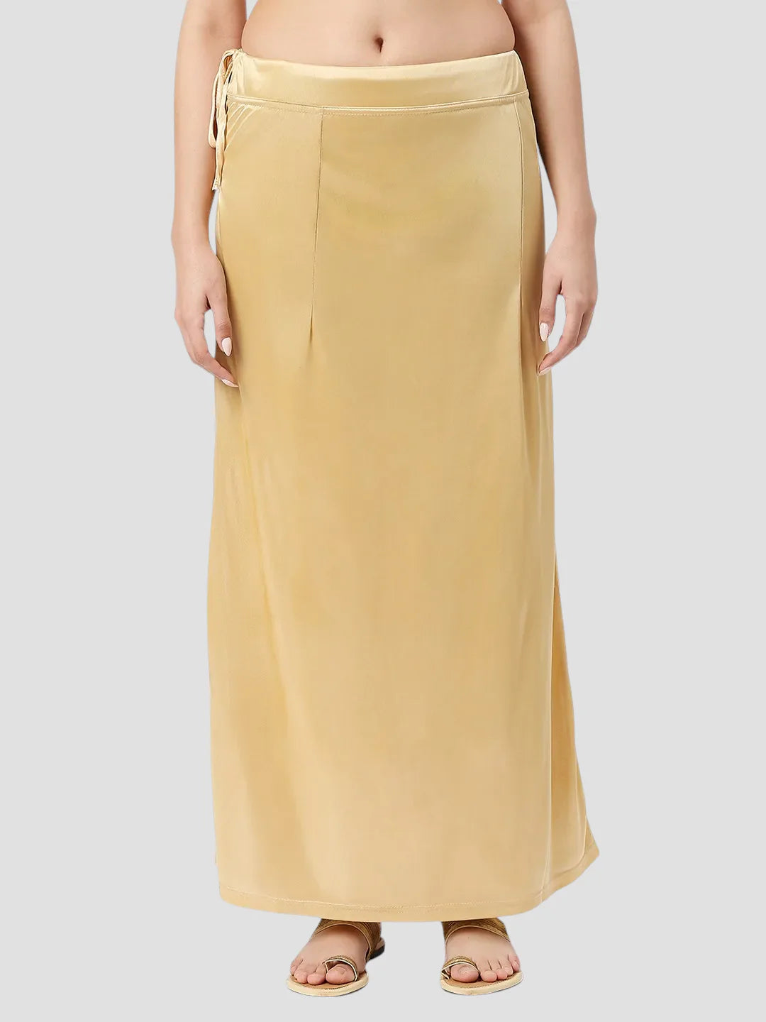 Skin Tone Satin Zip and Drawstring Petticoat