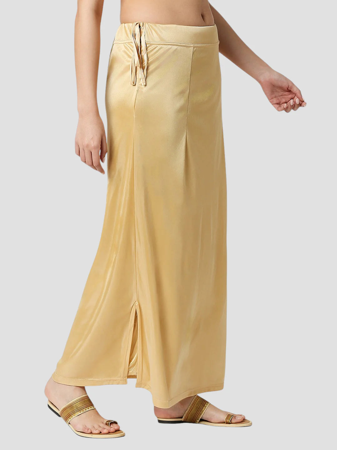 Skin Tone Satin Zip and Drawstring Petticoat