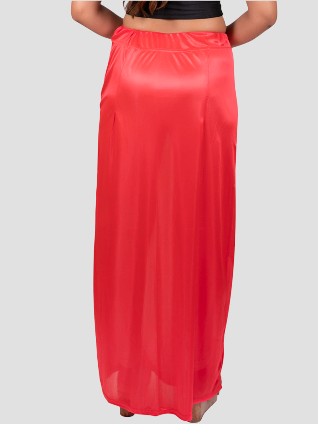 Tomato Red Satin Zip and Drawstring Petticoat