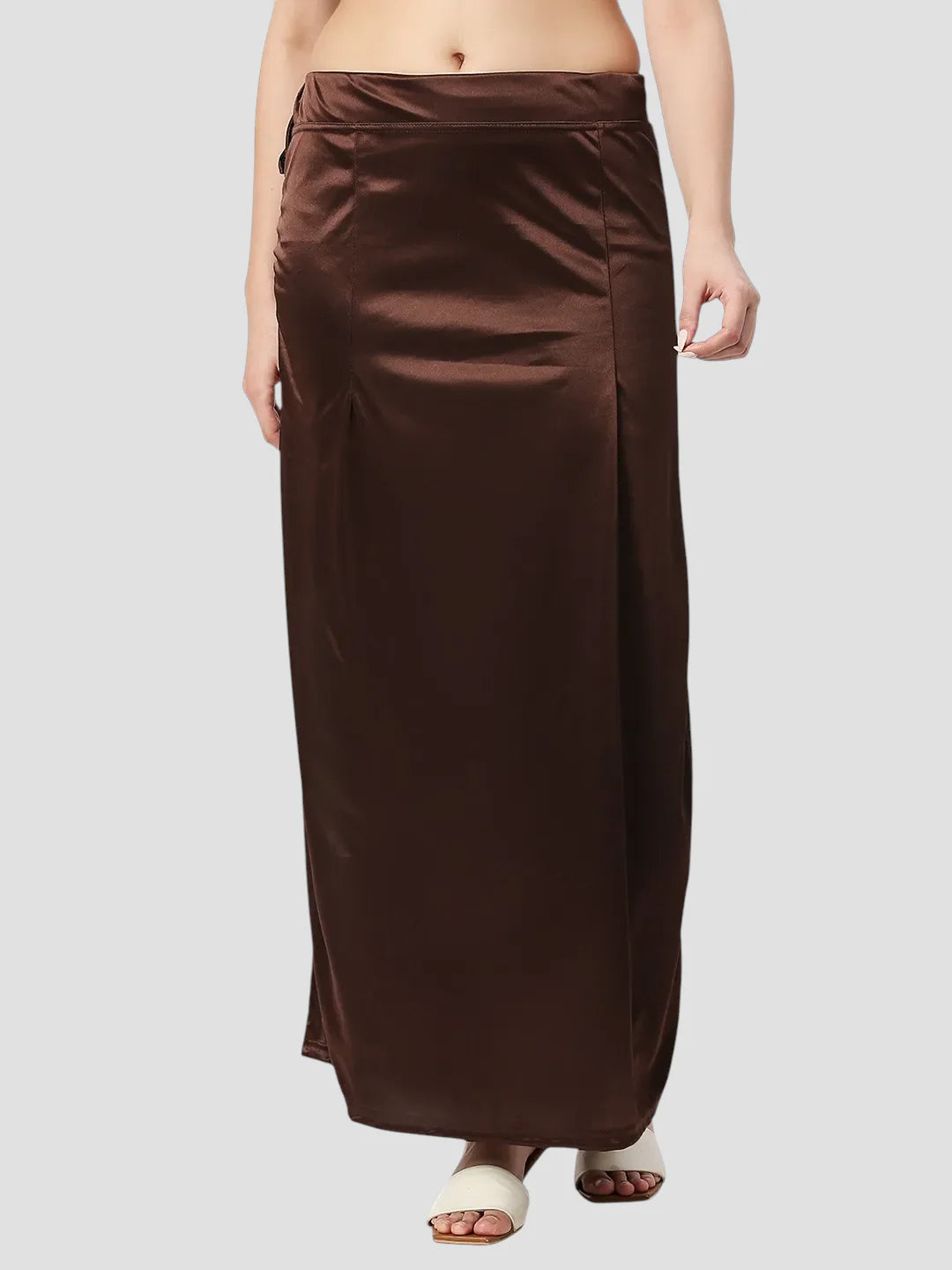 Cocoa Brown Satin Zip and Drawstring Petticoat