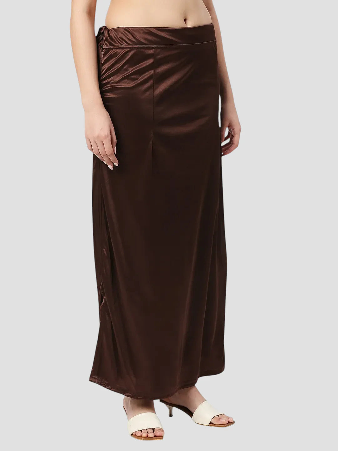 Cocoa Brown Satin Zip and Drawstring Petticoat