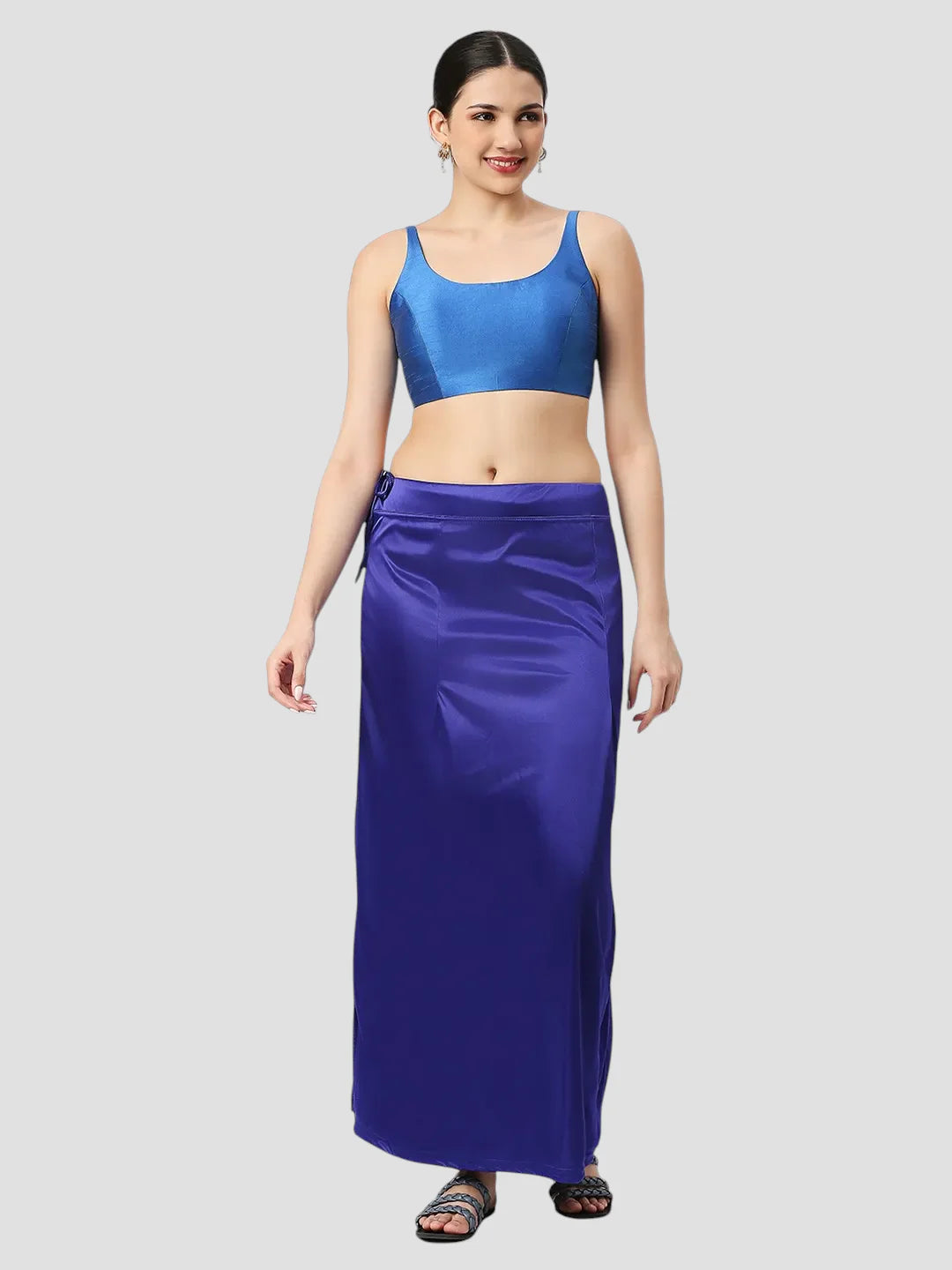 Royal Blue Satin Zip and Drawstring Petticoat