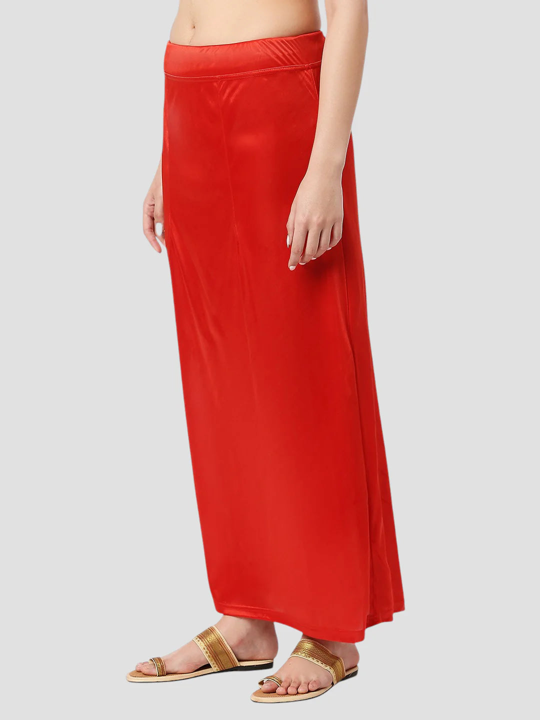 Cherry Red Satin Zip and Drawstring Petticoat