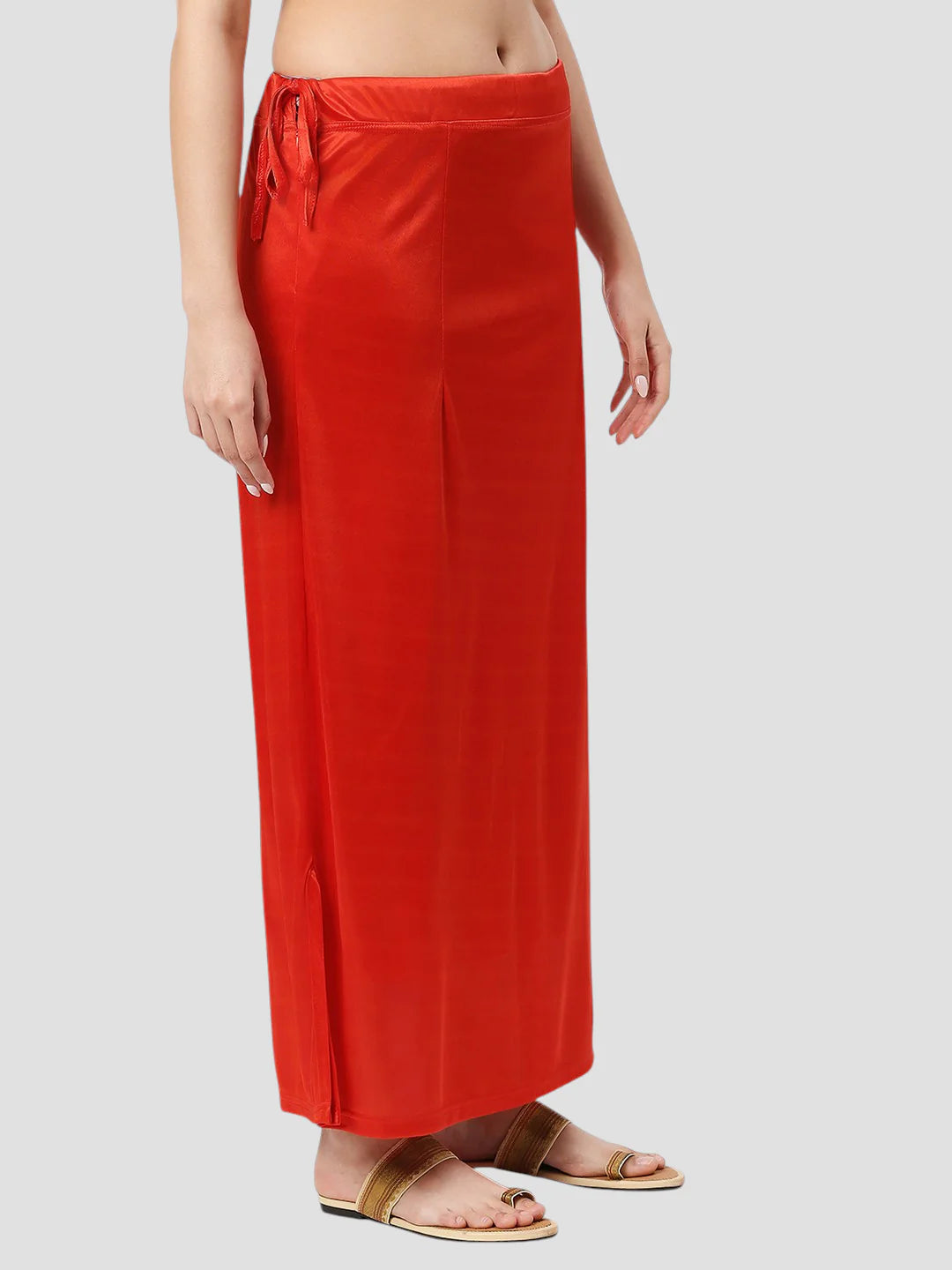 Scarlet Red Satin Zip and Drawstring Petticoat