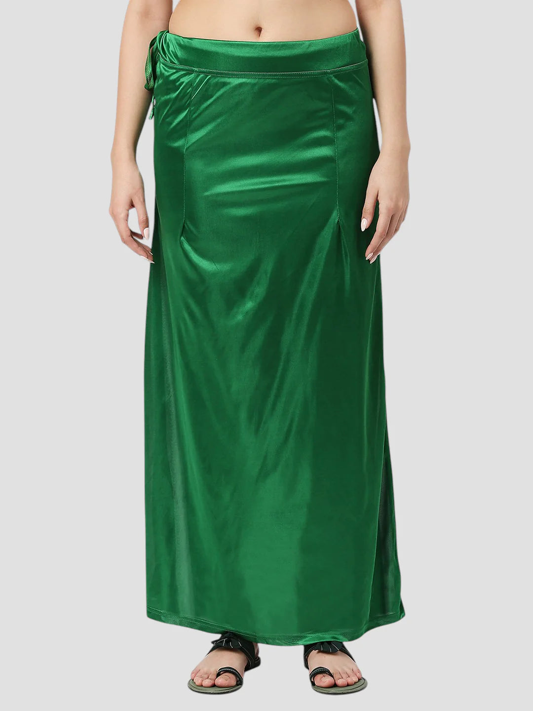 Deep Green Satin Zip and Drawstring Petticoat